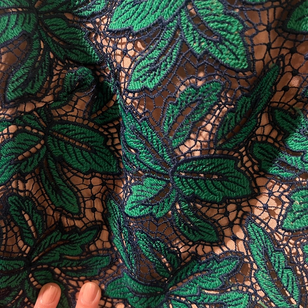 Dress the Population Lace Mini Cocktail Dress (Green/Navy) - Picture 10 of 13